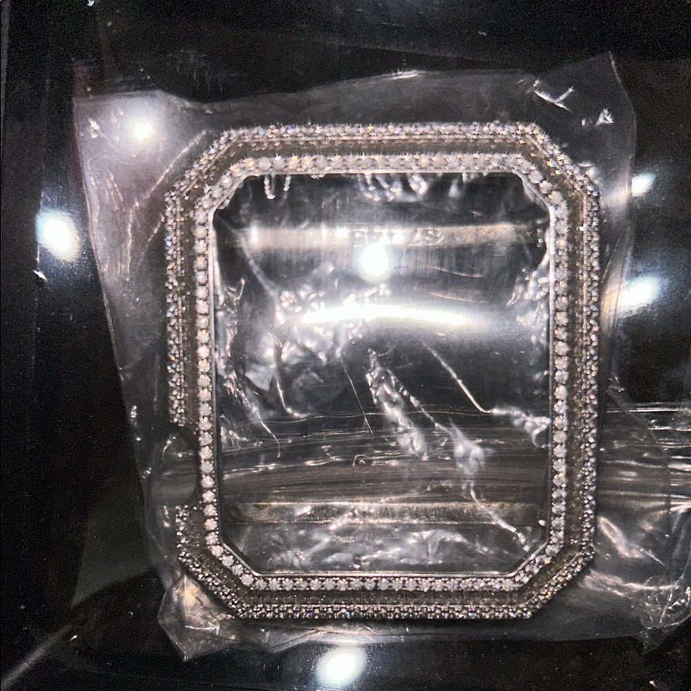Apple Watch 10 Series Silver Rhinestone Square Frame